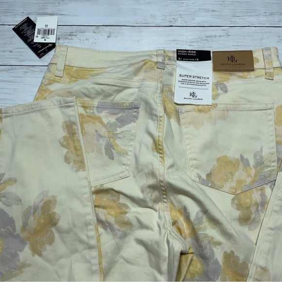 Ralph Lauren Pants Denim Jeans High-Rise Floral Stretch Skinny Ankle Size 12 - Picture 10 of 10